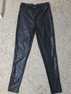 Naked Wardrobe Black Faux Leather Leggings, Lg